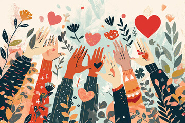 Love and Charity Concept of Hands Holding Heart - obrazy, fototapety, plakaty