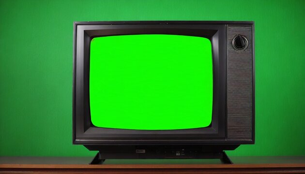 old black vintage green screen tv from 1980s 1990s 2000s for adding new images to the screen vcr in the background of wallpaper
