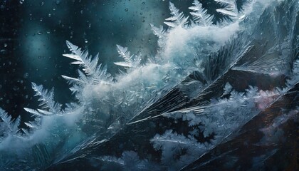 background painted with frost on glass 