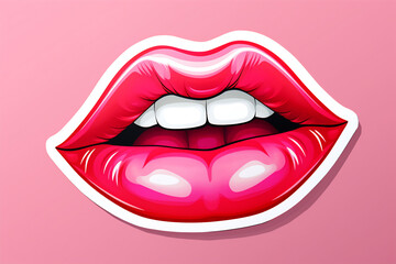 Bold and Chic: Vibrant Pink Lip Sticker Illustration