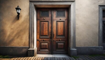 Fototapeta na wymiar old wooden door in the city
