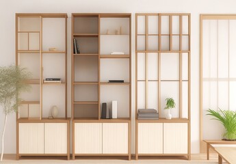 Cabinet wooden japanese design on livin room