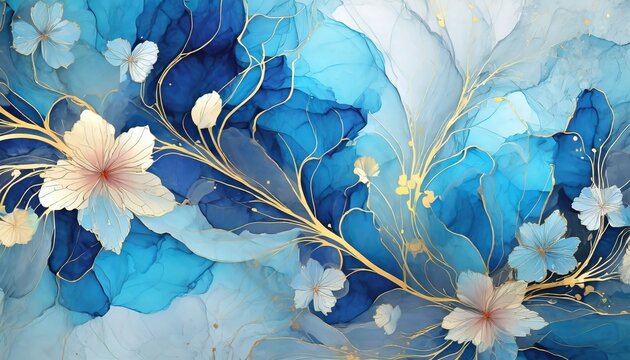 abstract floral alcohol ink background design made with