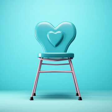 High chair for feeding babies with a heart-shaped backrest. For children with lots of love .Minimal emotional and interior concept.Top view,copy space.Generative AI