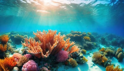 Naklejka na ściany i meble underwater world vibrant living coral reef 