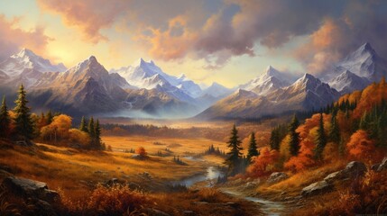 sunset in the mountains ai generated