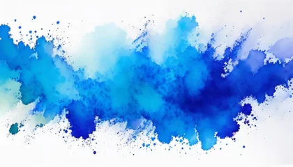 Foto auf Acrylglas watercolor stain blue paint splatter © William