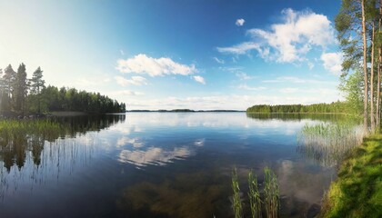 Fototapeta na wymiar lake scenery in finland on a sunny day