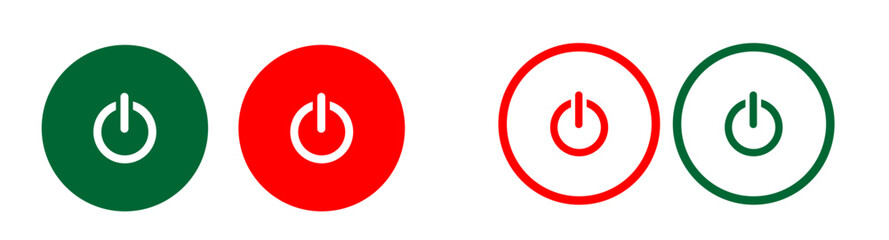 Power buttons. Flat, color, power button. Vector icons - obrazy, fototapety, plakaty