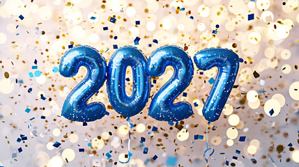 Happy New Year 2027 Blue Text Generative Ai 