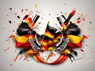 German Unity Day - Tag der Deutschen Einheit, national Germany holiday greeting card, banner, poster template. A patriotic nation colours a flag. Vector illustration design