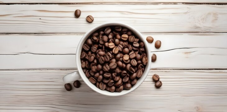 coffee beans in a wooden scoop, Generative AI