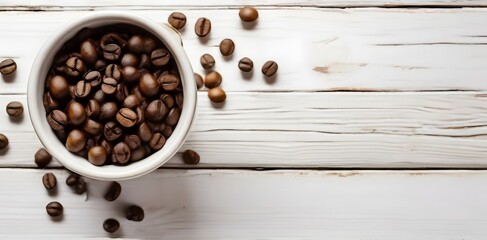 coffee beans in a cup white background Generative AI