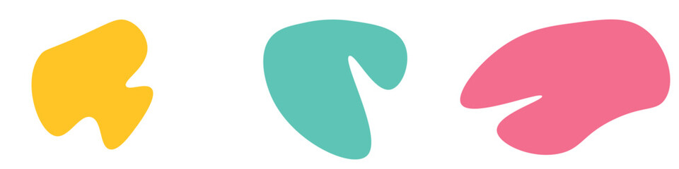 Organic colorful blob shapes. Round abstract organic shape collection. Pebble, drops and stone silhouettes. Random abstract liquid organic irregular blotch shapes. Collection of modern forms 