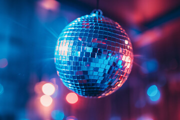Fototapeta na wymiar elegance of a minimalist disco ball centerpiece at a celebration, with subtle lighting highlighting its reflective surfaces, adding a touch of glamour to the event in a minimalisti
