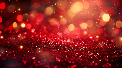 Christmas xmas background red abstract valentine, Red glitter bokeh vintage lights, Happy holiday new year, defocused, Christmas lights defocused background, Made by Generative Ai