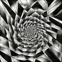 abstract background with stars  An abstract art deco spiral background pattern with a square spiral  shape and a black and white space