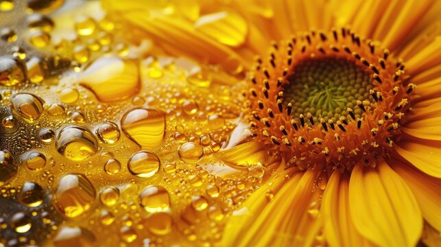 Sunflower flower float in cooking oil wallpaper background