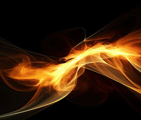 Close-Up of Fire on Black Background, Intense Flames and Fiery Glow