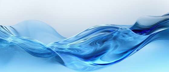 Blue Wave of Water on White Background, A Refreshing Close-Up Shot of the Ocean