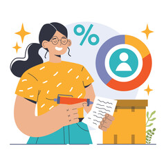 Election. Democratic procedure, citizens choosing political party or candidate by the electoral process. Character checking a ballot on a referendum. Flat vector illustration
