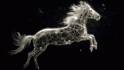 Horse Galloping in the Shadows of the Night