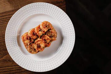 bruschetta with shrimp, seafood appetizer