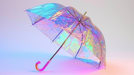 Transparent square umbrella in mosaic rain magic. -