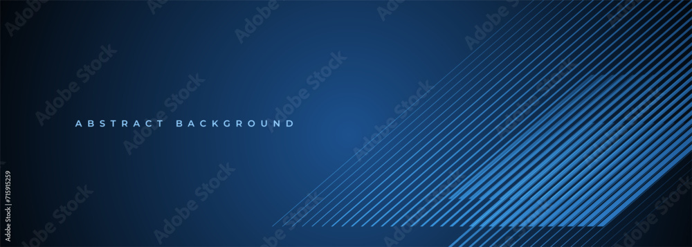 Fototapete dark blue abstract modern background with blue glowing stripes. futuristic technology concept banner