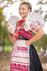 Girl dressed in slovak folk dress