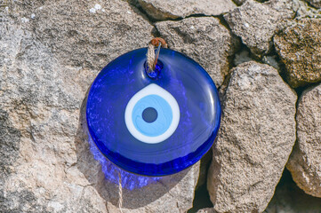 oriental good luck talisman on a stone in winter in Cyprus 1