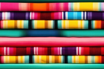  a close up of a stack of multicolored folded sheets of different sizes and colors on a white background.