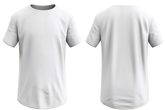 T-Shirt Short Sleeve Longline Curved Hem for Men's. For mockup ( 3d rendered / Illustrations) White front and back