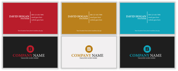 Creative luxury modern corporate double-sided landscape a bundle of 3 business card and visiting card template.	