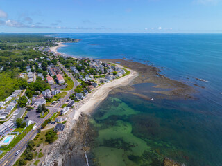 Ruth Simpton Seashore Park at Plaice Cove aerial view at North Beach in Town of Hampton, New...