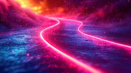 Neon background, where bright light stripes are intertwined, creating abstract and energetic visua