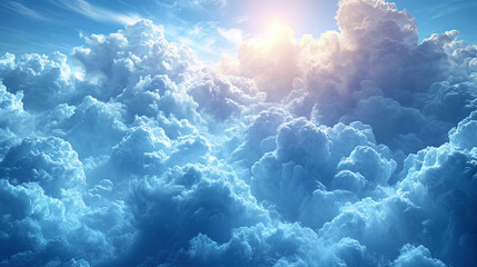 Fototapeta na wymiar Heavenly background, where clouds create forms and contours on a blue canvas, like an artistic pic