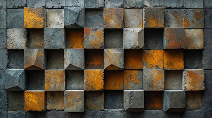 The background of bricks with a geometric pattern that gives the surface a strict and modern look - obrazy, fototapety, plakaty