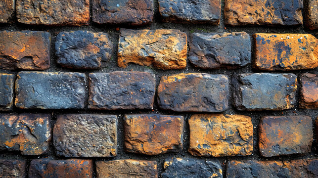 The background of ancient bricks with pronounced cracks that give the surface a characteristic det