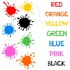 Worksheet match similar color and picture. Game for preschool children. Logic game.  Children educational Learning color theme and vocabulary.  Simple flat isolated  illustration. 