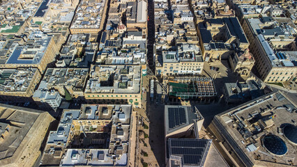 Aerial landscape in capital city Valetta, Mediterranean sea, Malta