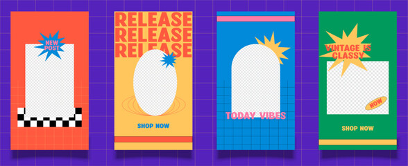 Retro Instagram Stories and Post for your brand with stylish design and easy to use. Eps 10
