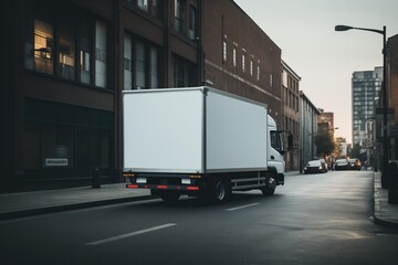 Naklejka premium truck mockup on city street