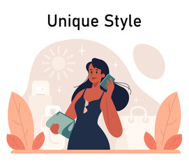 Self-tan. Beautiful woman applying self-tanner bronzing lotion. Artificial tan cream. Sunburn protection and skin care procedure. Flat vector illustration