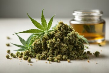 Cannabis leaf extracted from hemp oil.