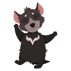 Cute cartoon Tasmanian devil with paws spread to the side