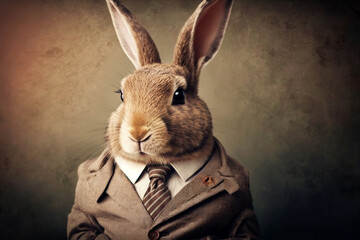 easter bunny wearing a business suit c - obrazy, fototapety, plakaty