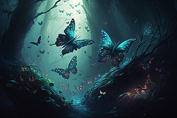 Fairy Butterflies In Mystic Forest 