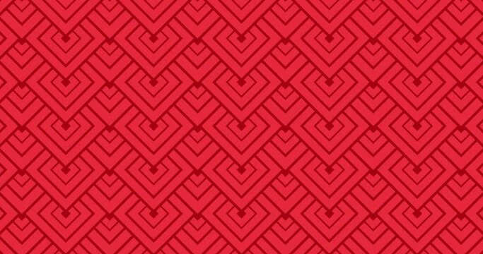 Abstract flat Square outline and square shape animated seamless pattern background moving in a single direction. Red color minimalistic pattern motion graphics background.