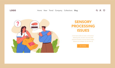 Insightful depiction of sensory processing issues, capturing the confusion and discomfort faced by individuals with sensory sensitivities. Flat vector illustration